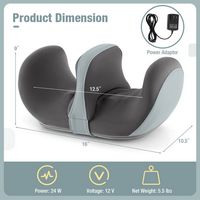 Costway - Foot & Calf Massager Electric Deep Kneading Waist Massager w/ Vibration & Heat - Grey - Left View