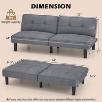 Costway Convertible Folding Futon Sofa Bed with 6-Position Adjustable Backrest  Cushion - Gray - Left View