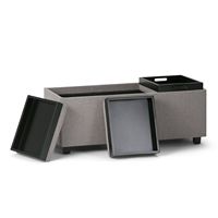 Simpli Home - Avalon 42 inch Wide Contemporary Rectangle Storage Ottoman - Gray Cloud - Left View