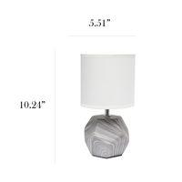 Simple Designs - Round Prism Mini Table Lamp with White Fabric Shade - Marbled - Left View