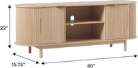 Modern Reeded 60” TV Stand with Open and Concealed Storage - Left View