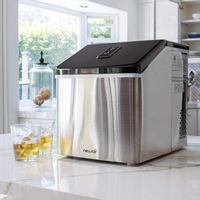 NewAir - Countertop Clear Cube Ice Maker with Easy to Clean BPA-Free Parts - Stainless Steel - Left View