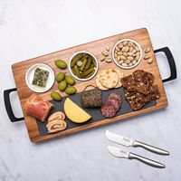 Viking - 7-piece Acacia Wood Slate Cheese Board-Charcuterie Set - Multicolor - Left View