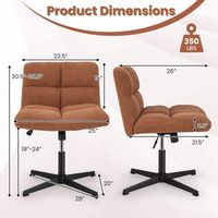 Costway - Modern Armless Swivel Office Chair with Adjustable Height - Brown - Left View