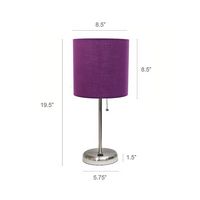 Limelights - Stick Lamp with USB charging port and Fabric Shade - Purple - Left View