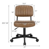 Costway - PU Leather Adjustable Swivel Office Chair with Backrest - Brown - Left View