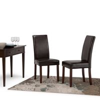 Simpli Home - Acadian Parson Polyurethane Faux Leather Dining Chairs (Set of 2) - Tanner's Brown - Left View