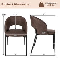Costway Dining Chair Set of 4 with High-density Sponge Cushion Sturdy X-shaped Frame - Brown - Left View