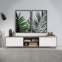 CorLiving - Hollywood Collection TV Stand with Open and Closed Cabinets for Most TVs up to 85