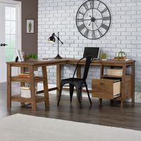 Sauder - Trestle L-Desk - Vintage Oak - Left View