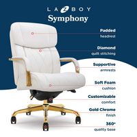 La-Z-Boy - Symphony Executive Mid-Back Bonded Leather Office Chair - White and Gold - Left View