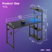 Bestier 44-Inch Gaming Desk with RGB LED Lights Computer Desk Featuring 4-Tier Storage Shelves an... - Left View