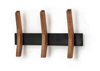 TRINITY - DRAKESTONE | Mid-Century Coat Rack w/ 3 Wooden Hooks | - Black - Left View