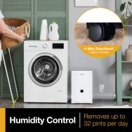 Whirlpool - 32 Pint 1500 Sq. Ft 14.8 quart Energy Star Certified Dehumidifier - White - Left View