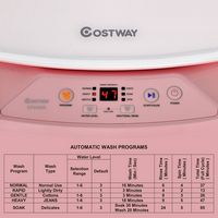 Costway - 8 lb. Portable Fully Automatic Washing Machine with Drain Pump Pink - Pink and White - Left View