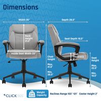 Click365 - Transform 1.0 Upholstered Desk Office Chair - Fabric - Light Gray - Left View