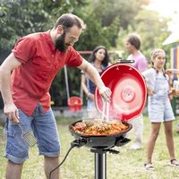 Costway - Outdoor Portable 1600W Electric BBQ Grill with Temperature Control & Grease Collector R... - Left View