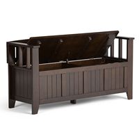 Simpli Home - Acadian solid wood 48 inch Wide Transitional Entryway Storage Bench - Brunette Brown - Left View