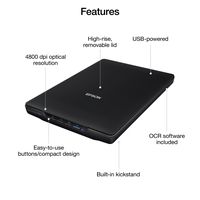 Epson - Perfection V19 II Color Photo and Document Flatbed Scanner - Black - Left View