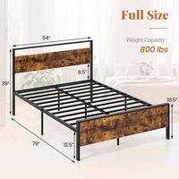 Costway Full Size Bed Frame with Wooden Headboard and Footboard Under-Bed Storage - Brown - Left View