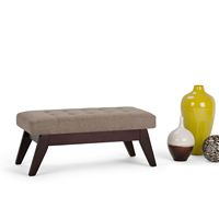 Simpli Home - Draper Mid Century Tufted Ottoman Bench - Fawn Brown - Left View