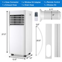 Costway 5000 BTU Portable Air Conditioner Cools up to 230 sq.ft 3-in-1 Air Cooler w/Dehumidifier ... - Left View