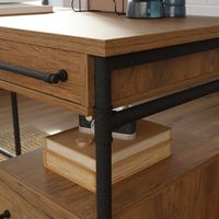 Sauder - Iron City L Desk Checked Oak - SGS Mixed Mat Checked Oak - Left View