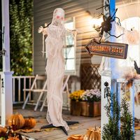 Costway - 6FT Halloween Animated Standing Mummy Life Size Animatronic Mummy - White - Left View