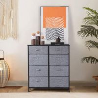 Bestier - Steel Frame Wood Top with 8 Drawer Fabric Storage Dresser for Bedroom Grey - Gray - Left View