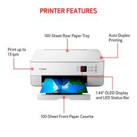 Canon - PIXMA TS6420a Wireless All-In-One Inkjet Printer - White - Left View