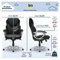 Serta - Bryce Bonded Leather Executive Office Chair - Black - Left View