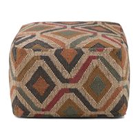 Simpli Home - Johanna Square Pouf - Kilim Patterned - Left View