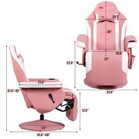 Costway - Massage Gaming Recliner Reclining Racing Chair Swivel w/Cup Holder & Pillow Pink - Pink... - Left View