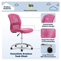 Serta - Essentials Mesh Task Office Chair - Electric Pink - Left View