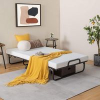 Costway Heavy Duty Foldable Bed Metal Guest Bed Daybed with 4 inch Mattress Memory Foam - White - Left View