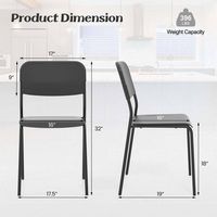 Costway Modern Dining Chairs Set of 4 with Tilted Backrest & Sturdy Metal Legs Plastic - Black - Left View