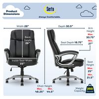 Serta - Fairbanks Bonded Leather Big and Tall Executive Office Chair - Black - Left View