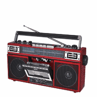 QFX - RECHARGEABLE CASSETTE AM/FM/SW1-2 RADIO BLUETOOTH BOOMBOX WITH USB RECORDING - Red - Left View