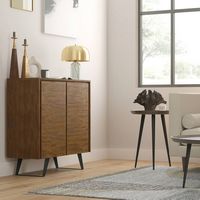 Simpli Home - Lowry Medium Storage Cabinet - Rustic Natural Aged Brown - Left View