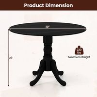 Costway 4-Person Dining Table Wooden Kitchen Table with Solid Rubber Wood Frame for Kitchen - Black - Left View