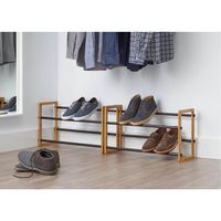 TRINITY - BASICS | 2-Tier Expandable Shoe Rack | 2-Pack | Bamboo - Natural - Left View