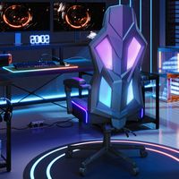 Bestier - Breathable Fabric Gaming Chair with RGB LED Lighting and Adjustable Armrests - Black - Left View