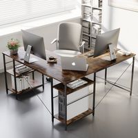 Bestier 59inch L Shaped Desk with Shelves Home Office Gaming Computer Desk - Brown - Left View