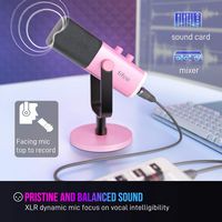 FIFINE USB/XLR Dynamic Microphone with RGB & Volume Control, for PC & Mobile, Gaming & Streaming ... - Left View