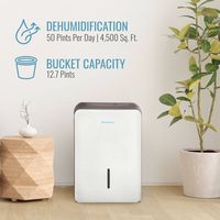 Keystone - 50-pint 4500 Sq. Ft. Dehumidifier with Built-In Pump - White - Left View