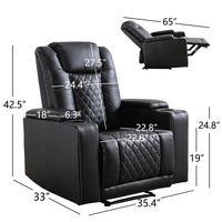 Bestier Power Chair Faux Leather Electric Recliner Sofa with Cup Holders and USB Ports - Black - Left View