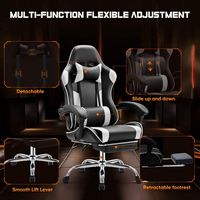 Bestier - Gaming Chair - PU Leather Fixed up Armrest  Lumbar Support Ergonomic Reclining PC Chair... - Left View