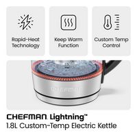 Chefman - Lightning 1.8L Custom-Temp Electric Kettle with Tea Infuser - Stainless Steel - Left View