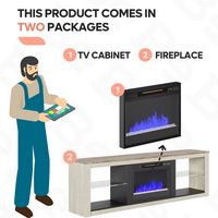 Bestier 70-Inch LED Fireplace TV Stand in White with Tempered Glass Shelves and Open Storage Cabi... - Left View