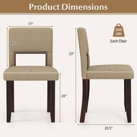 Costway Wooden Dining Chair Set of 4 with Acacia Wood Frame Padded Seat & Back Home - Beige+Brown - Left View
